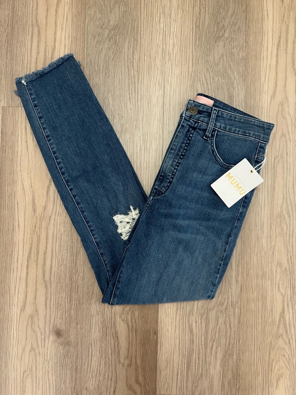 Show Me Your MuMu Soho Zip Up Skinny Jeans Distressed Raw Hem Size 29 NWT